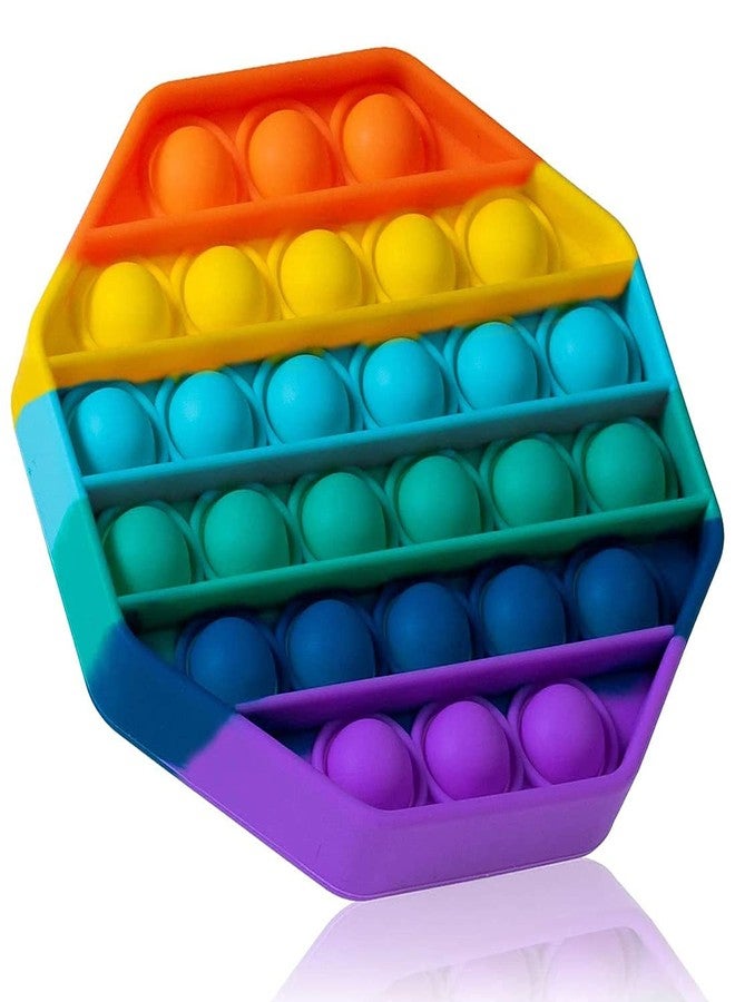 DealFry Push Pop Bubble Sensory Fidget Toy Set,Pop It Autism Special Needs Silicone Stress Relief Toy Popper Educational Toys for Family and Friends Rainbow Motor Kids (Hexagon) - Image 3